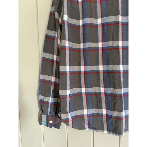 Bonobos Flannel Shirt M Medium Gray Blue Red Plaid Stretch Slim Fit Button Up - Picture 9 of 9